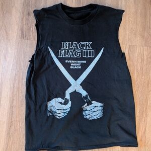 Black Graphic Sleeveless T-Shirt